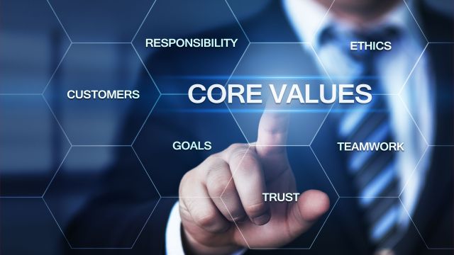 Core Values Responsibility Ethics Goals Company concept